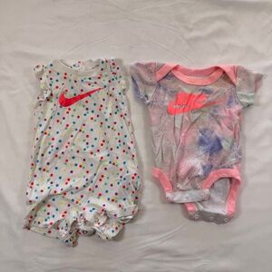 Nike Baby Girl Bundle - Tie Dye Onesie 0-6M & Polka Dot Romper 3M